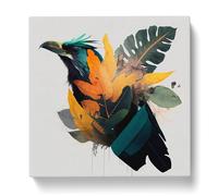 Bird of Paradise Double Exposure Canvas Print | Gallery Wrapped 30mm Frame Wall Art | 20x20 inches | Ready to Hang | Modern Animals Picture | Living Room Bedroom Lounge Office