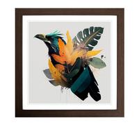 Bird of Paradise Double Exposure Framed Print | 18x18 Inch Walnut Framed Wall Art | Ready to Hang | Modern Nature Picture | Living Room Bedroom Lounge Office