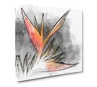 Bird Of Paradise Flower Sketch Canvas Print | Gallery Wrapped 30mm Frame Wall Art | 20x20 inches | Ready to Hang | Modern Animals Picture | Living Room Bedroom Lounge Office