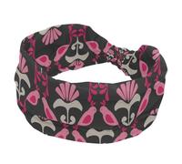 Bird of Paradise Repeat Pattern Wide Headbands for Women Non Slip Turban Headband Elastic Hair Bands Yoga Hairband Sweat Sports Workout Headwrap