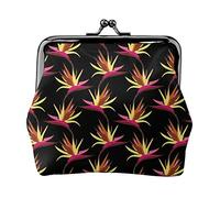 Bird of Paradise Women's Leather Coin Purse, Small Change Pouch with Kiss-Lock Clasp Closure Buckle Wallet for Girl Gift