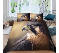 Bird of Prey Printed Single Duvet Cover Set Bird Patterns Bedding Set Ultrasoft Microfiber Quilt Cover 135x200 cm with Zipper and 2 Pillowcases for Single Bed F-3012