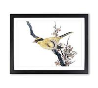 Bird On A Branch By Katsushika Hokusai Asian Japanese Framed Print | A4 Black Framed Wall Art | Ready to Hang | Asian Nature Picture | Living Room Bedroom Lounge Office