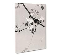 Bird On A Flowering Branch By Watanabe Seitei Canvas Print | Gallery Wrapped 30mm Frame Wall Art | 24x16 inches | Ready to Hang | Asian Animals Picture | Living Room Bedroom Lounge Office
