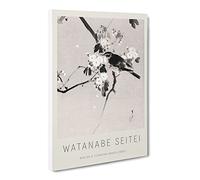 Bird On A Flowering Branch By Watanabe Seitei Canvas Print | Gallery Wrapped 30mm Frame Wall Art | 30x20 inches | Ready to Hang | Asian Animals Picture | Living Room Bedroom Lounge Office