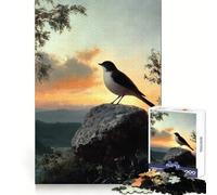 Bird on A Rock at Sunset Jigsaw 1000 Pieces for Teenagers Reasoning Skill Serene Escape Sharp Cut Thoughtful Gift (38x52cm)