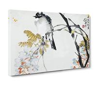 Bird On A Tree By Jin Nong Canvas Print | Gallery Wrapped 30mm Frame Wall Art | 30x20 inches | Ready to Hang | Asian Animals Picture | Living Room Bedroom Lounge Office