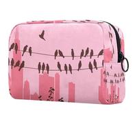 Bird on a Wire Cosmetic Bag for Women, Travel Toiletries Bags Large Makeup Handy Pouch Organiser Bag with Zipper