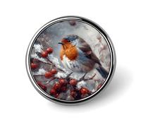Bird on Branch Badges Decorative, Durable Aluminum Alloy Round Badge, Lightweight Button Brooch for Shirts, Jackets, Hats, Uniforms 1"