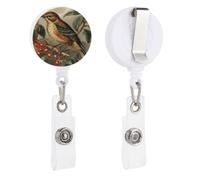 Bird on Branch Retractable Badge Reel - Personalized ID Name Badge Holder with Lanyard Cute Badges Reel Holder Round Nurse Doctor Name Tag Badges Clip for Work