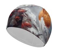 Bird on Branch Swim Cap for Adult, Elastic Fabric Swimming Cap, Comfortable Bathing Cap for Long & Short Hair