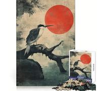 Bird on Branch with Red Sun 1000 Pieces Puzzles for Teenagers Memory Training Peaceful Escape Flawless Cut Winter Gift (38x26cm)