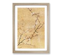 Bird on Cherry Blossoms by Maruyama Okyo Framed Print | A2 Oak Framed Wall Art | Ready to Hang | Modern Floral Picture | Living Room Bedroom Lounge Office