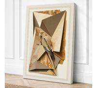 Bird on Geometric Forms Canvas Wall Art Print 18x12 Inch (46 x 30 cm)