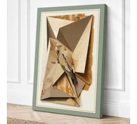 Bird on Geometric Forms Canvas Wall Art Print 30x20 Inch (76 x 51 cm)