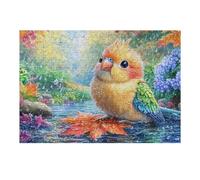 Bird on Maple Leaf in Rain 300 Piece Jigsaw Puzzle for Adults Jigsaw Essential Parent Activity Family Game Vibrant Fun Ideal 300 PCS