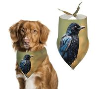 Bird on Rainy Day Dog Bandana Triangle Dog Scarf Washable Polyester Dog Bibs Cute Pet Bandana for Medium Large Dogs Puppy and Cats