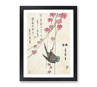 Bird On The Ivy By Utagawa Hiroshige Asian Japanese Framed Print | A3 Black Framed Wall Art | Ready to Hang | Asian Nature Picture | Living Room Bedroom Lounge Office