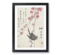 Bird on The Ivy by Utagawa Hiroshige Framed Print | A2 Black Framed Wall Art | Ready to Hang | Asian Nature Picture | Living Room Bedroom Lounge Office