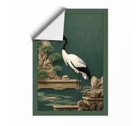 Bird on the Perch Japandi Unframed Wall Art Print A2 (59.4×42cm), Wall Decor for Living Room, Bedroom, Office & Home, Art Gift
