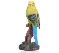 Bird Ornament, Resin Yellow Budgie on Branch Model Bird Statues Indoor Simulation Parrots Sculpture Artificial Bird Ornaments Birds Figurine for Garden Shelf Decor