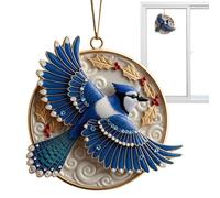 Bird Ornaments For Christmas Tree - 2D Acrylic Colorful Round Pendants - Bird Flat Pendants - For Window Thanksgiving Holiday Birthday- Party Offices Living Room Apartment Car Bedroom Winter