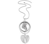 Bird Paint Black Fierce Art Deco Fashion Pendant Angel Wings Rotating Necklace Jewelry
