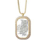 Bird Paint Flying Line Black Necklace Pendant Diamond Crystal Golden Jewelry