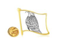 Bird Paint Flying Line Long Golden Metal Flag Lapel Pin Badge