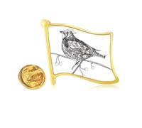 Bird Paint Flying Line Small Golden Metal Flag Lapel Pin Badge