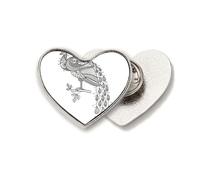 Bird Paint Peafowl Colourful Heart Metal Pin Brooch Clip Love