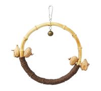 Bird parakeet toy, bamboo bird swing, bird perch toy with cotton rope, parrot swing with colorful wooden beads, gently swinging budgie swing for birdcage, bird toy that can climb, hang and chew