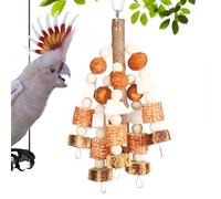 Bird Parrot Chewing Toys, Parakeet Cage Bite Toys Nature Durable Hanging Chewing Multicolored Blocks, Bird Swing Chew Toys Hanging Mirror Climbing Ladders, Hanging Cage Accessories for Cage