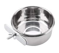 Bird Parrot Feeding Cups, Stainless Steel Parrot Food Water Bowls Parrot Cage Feeding Dish Parrot Food Hanging Cups for Cockatiel Conure Budgies Parakeet Parrot with Clamp Holder(M)