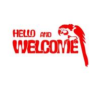 Bird Parrot Hello and Welcome Home Wall Decals 54x94.6cm Can Modify and add Information Red
