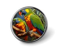 Bird Parrot Painting Badge Holder Exquisite Round Badge with Picture Pin DIY Button Badges Personalized Metal Button Pin Fashion Brooch Crafts Gifts Clothes Decorative Pins