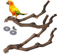 Bird Parrot Perches for Cage Natural Wood Parrot Perch Platform Stand Bird Perch Stand Set Parrot Perch Branch Cages Accessories Toys for Budgie Parakeets Cockatiels Finches Love Birds (2 PCS)