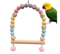 Bird Parrot Swing Toys - Heavy Duty Wooden Hanging, Perch Toy with Bells Climbing Protector Cage Accessory Dustproof Cover, Parrot Parakeet Conure | Cockatiel Play Swing for Birds Aviary