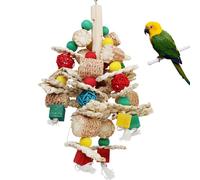 Bird Parrot Toys, Budgie Parrot Chewing Toy, Parakeet Toy, Natural Handmade Corn Cob Chew String Toy, Rattan Ball Natural Corn Cob Tearing Toys for Large Bird Parrots African Grey Parakeet Birds Play