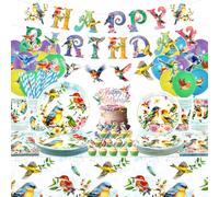Bird Party Supplies, Includes Happy Birthday Banners, Plates, Tablecloth, Cups, Balloon and Straws, for Bird Theme Baby Shower Summer Tea Party Decorations (Banners)