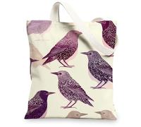 Bird Pattern Canvas Tote Bags, Stylish Avian Design Reusable Shopping Bags, Modern Lightweight Washable Shoulder Strap Canvas Bags for Gym Outdoor Travel Beach 13x15 Inch