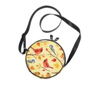 Bird Pattern on The Branch Round Crossbody Bag Canvas Messenger Purse