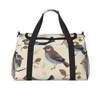 Bird Pattern Print Foldable Carry On Tote Large Capacity Hand Carry Bag for Airplane Weekend Getaways