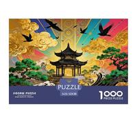 Bird Pavilion Jigsaw Puzzles Puzzles for Adults Kids. 1000 Pieces Golden Waves Impossible Challenge Toy Educational Games Home Decoration for Adults& Kids Age 14 Years Up 52x38cm/1000pcs