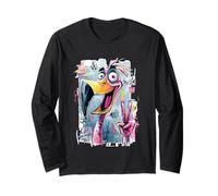 Bird Peace Graffiti Pop Character Graphic Art Face Sign Long Sleeve T-Shirt