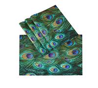 Bird Peacock Feather Place Mats Set of 4 Placemats Table Mat 18 x 12 Inch
