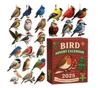 Bird Pendant Calendar - 2 Inch Acrylic Set | 24 Day Christmas Countdown Toys - Christmas Tree Decorations for Kids, Teenagers, Adults, Boys, Girls, for Festive Atmosphere in the Home Office