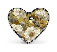 Bird Peony Flowers Enamel Button Lapel Pin Heart Brooch Cute Funny Badge for Backpacks Hats 1"