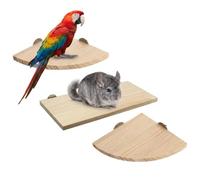 Bird Perch, 3 Pack Bird Playground Woodern Hamster Platform, Cage Accessories for Chinchilla, Parrot, Ferret, Rat, Budgie, Cockatie, Guinea Pig (2*Sector+ Rectangle)