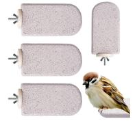 Bird Perch, 4 Piece Volcanic Stone Stand for Foot Exercise, Beak Grinding with Chewing Function, Cage Accessories for Parrot Lovebird Cockatiel, Gray Textured, Pet Use, 5.9 Inches Size